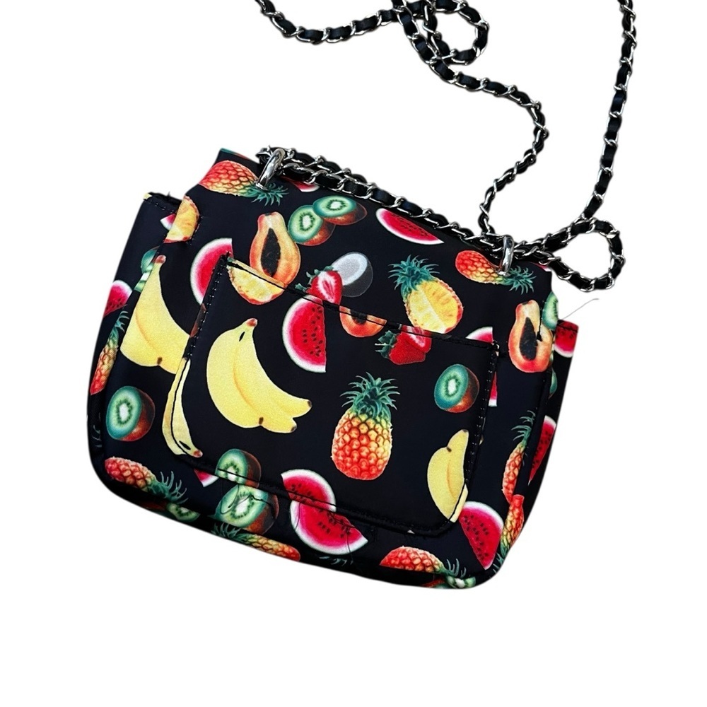 Tropical fruit purse bag banana pineapple watermelon papaya kiwi black 3 am - Picture 3 of 4